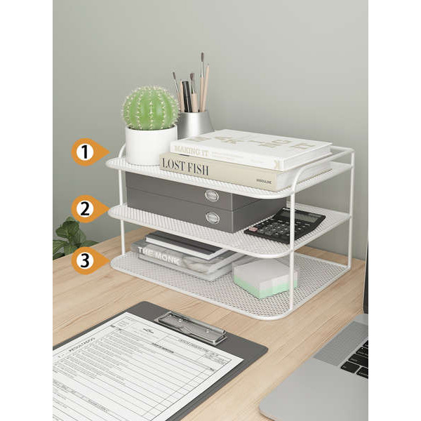 ชั้นหนังสือ ชั้นวางของ ชั้นเก็บเอกสารเดสก์ท็อปกล่องเก็บโฟลเดอร์สำนักงานชั้นวางเอกสารโลหะชั้นวางเอกสารหลายชั้น - รูปที่ 3