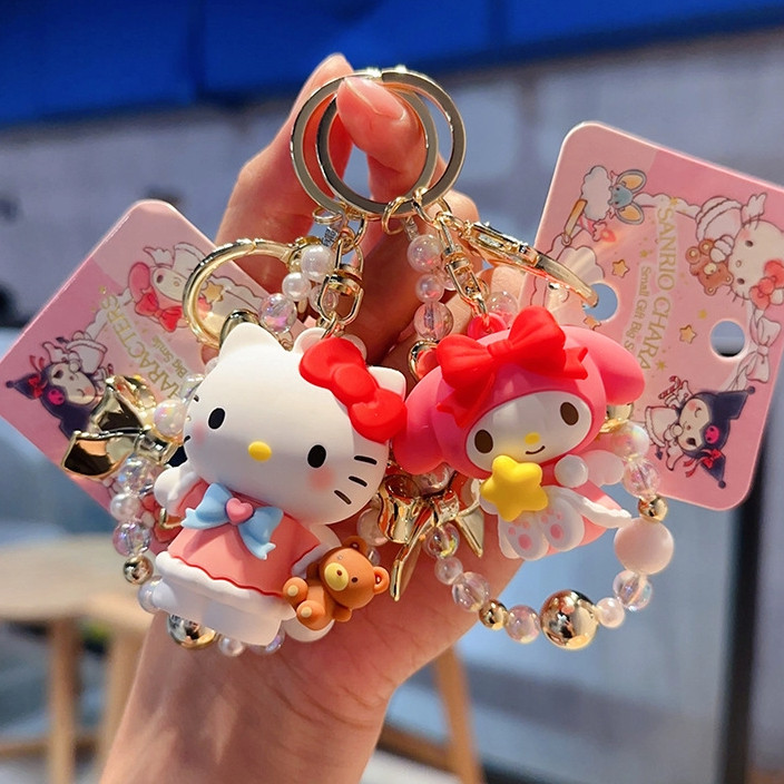ของแท้ Sanrio Little Angel Kuromi พวงกุญแจ/ตุ๊กตาการ์ตูนกระเป๋านักเรียนจี้ของขวัญขนาดเล็ก