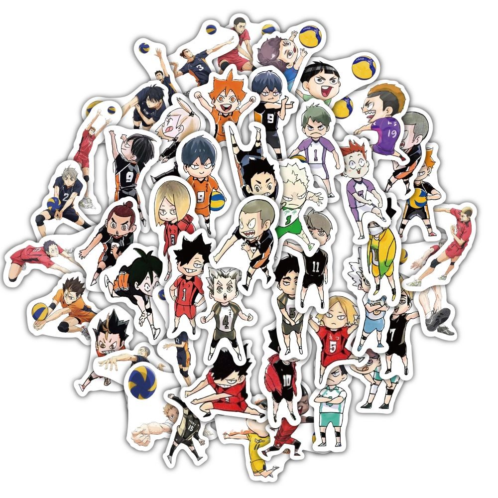 สติ๊กเกอร์ Haikyuu Chibi กันน้ํา 60 ชิ้น - สติ๊กเกอร์วอลเลย์บอลน่ารักสําหรับแฟนและงานฝีมือ
