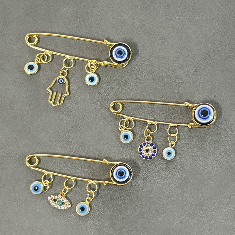 Lucky Eye เข็มกลัด Evil Eye ปาล์มกลวง สําหรับผ้าพันคอผู้หญิงและหัวเข็มขัด เข็มกลัดมุสลิม