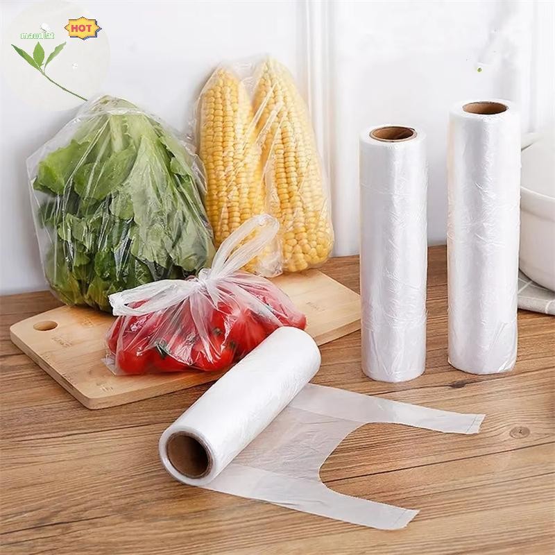 Maud 50/100PCS โปร่งใสม้วนสดถุงพลาสติกสูญญากาศอาหาร Saver กระเป๋า 3 ขนาดแบบพกพาถุงเก็บอาหารพร้อมที่จับ EN