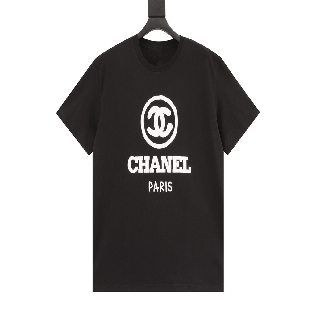 CHANEL 2059 เสื้อยืดซัมเมอร์ สุร์เฟอร์ ผ้าฝ้ายแท้ ผูกคอมินิมอล สำหรับผู้ชายและผู้หญิง