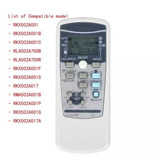 Mitsubishi เครื่องปรับอากาศรีโมทคอนโทรลเครื่องปรับอากาศสากล RKX502A001 รีโมทคอนโทรลเครื่องปรับอากาศ AC A/C RKX502A001 - RKX502A001B - RKX502A001C RKX502A001G