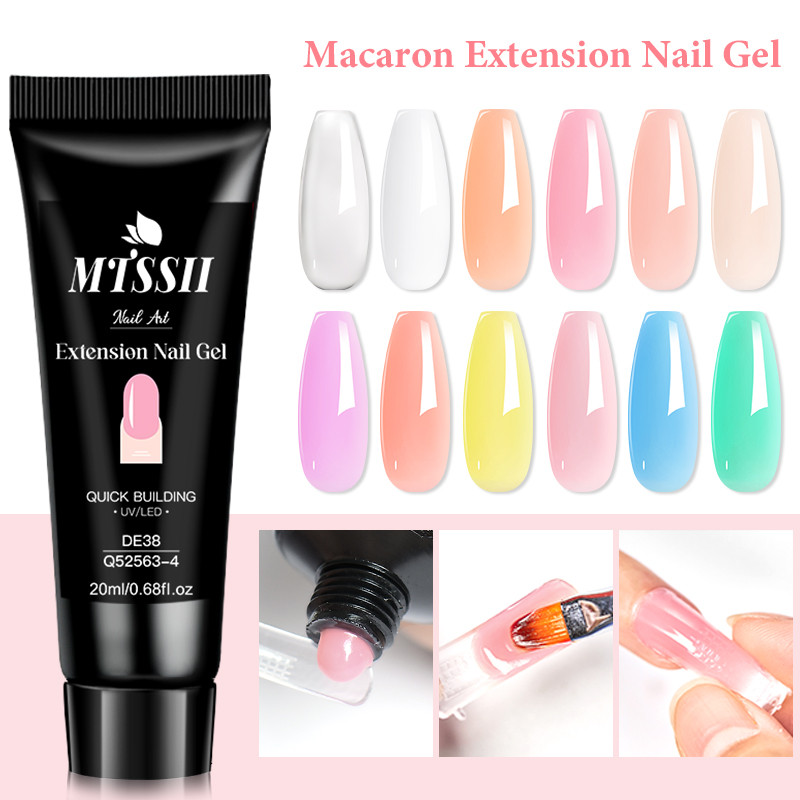 MTSSII 20ml โพลีเจล Extension Macaron สี Polygel เล็บออกแบบเล็บคริสตัล Quick Builder UV GEL