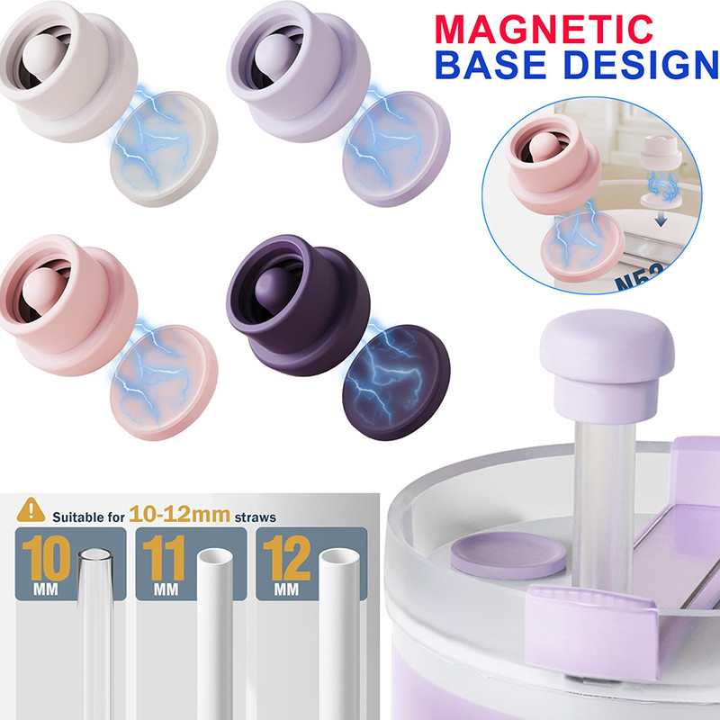 Magnetic Straw Toppers อัพเกรด Leak-Proof & Dust-Proof ซิลิโคนฟางครอบคลุม Stanley Brumate ถ้วยอุปกรณ์เสริม