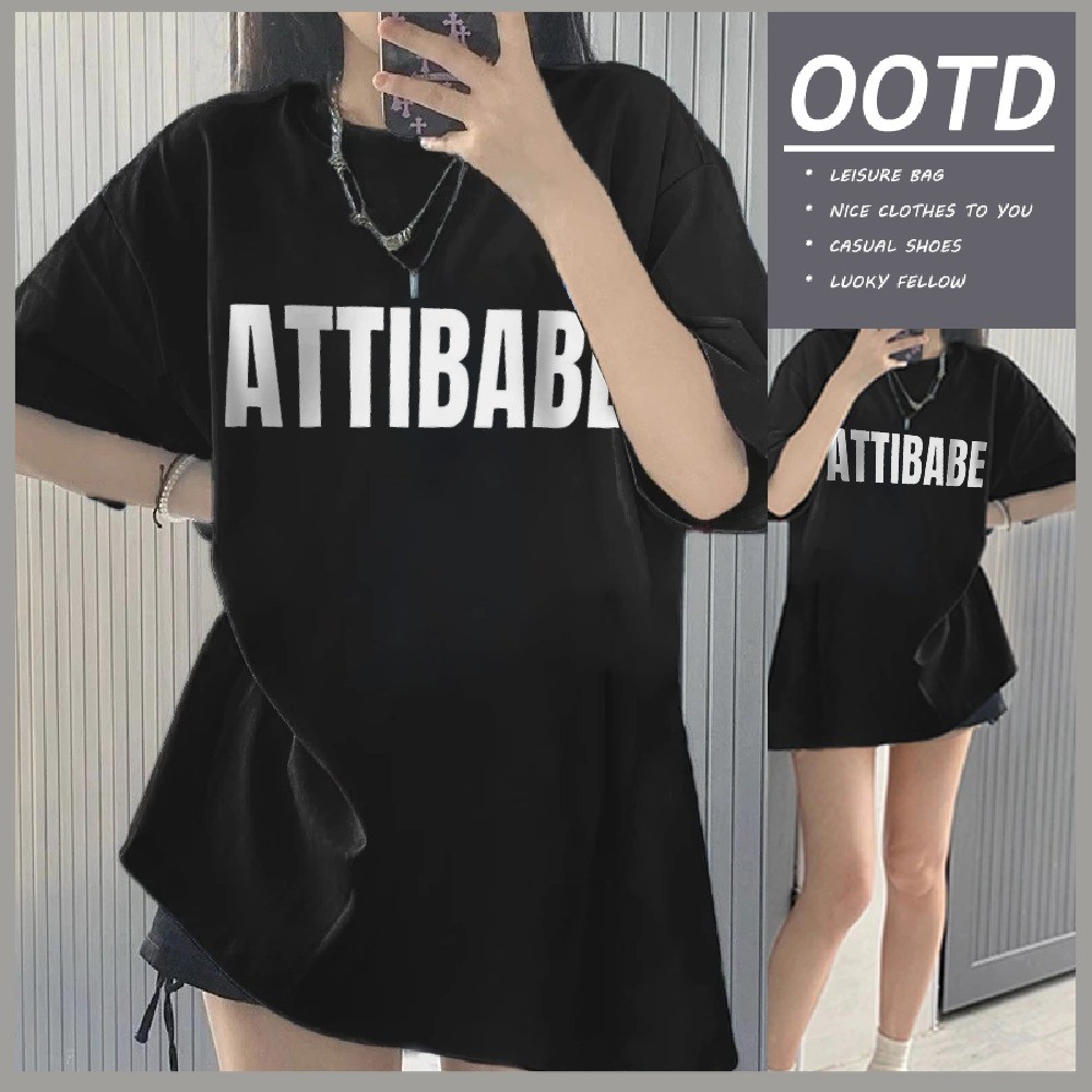 🌷Su.Tee🌷 เสื้อยืด oversize unisex สไตล์เท่ๆ โคตรนุ่ม ผ้าคอตตอน ลาย "ATTIBABE" สินค้าใหม่ 2025