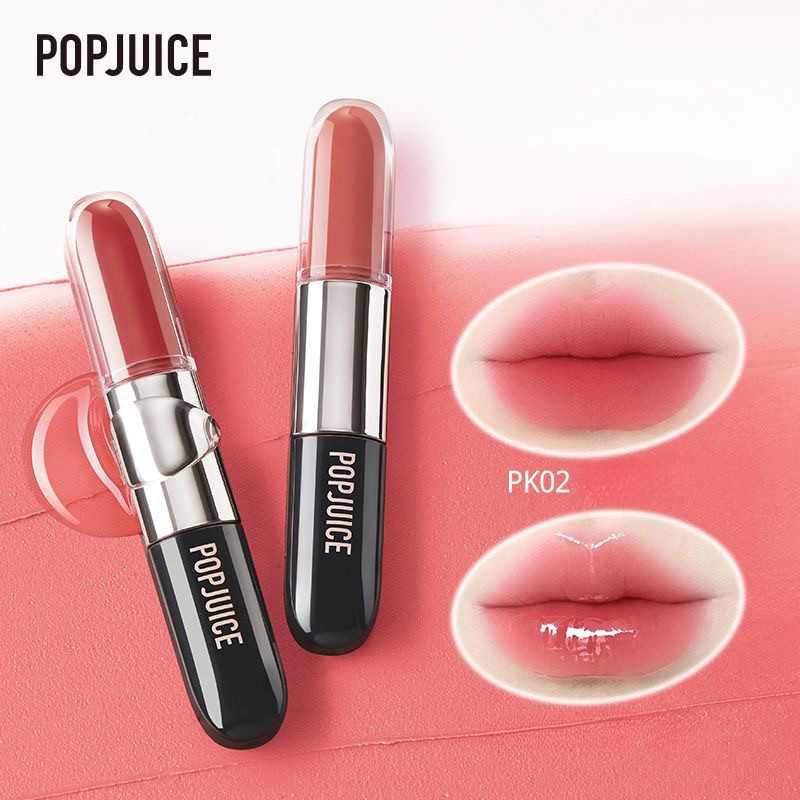 POPJUICE ลิปกลอสสองหัว ลิปกลอส แมตต์ วอเตอร์ กลอส เอสเซ้นส์ กระจก ไม่เสียสีง่าย