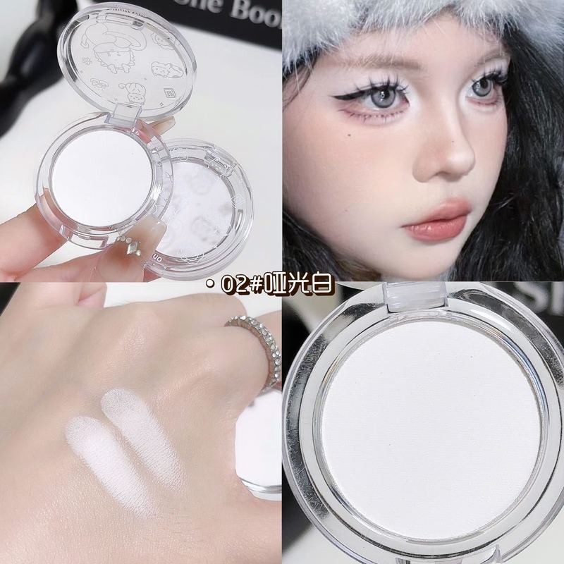 ผงมันวาวสูงไฮกลอสราคาต่ําใช้งานง่ายเคลือบด้านสีขาวบริสุทธิ์อายแชโดว์โกหกไหมตาหัวบีบอัดร่องลาดลาดขาวดําสามเณร