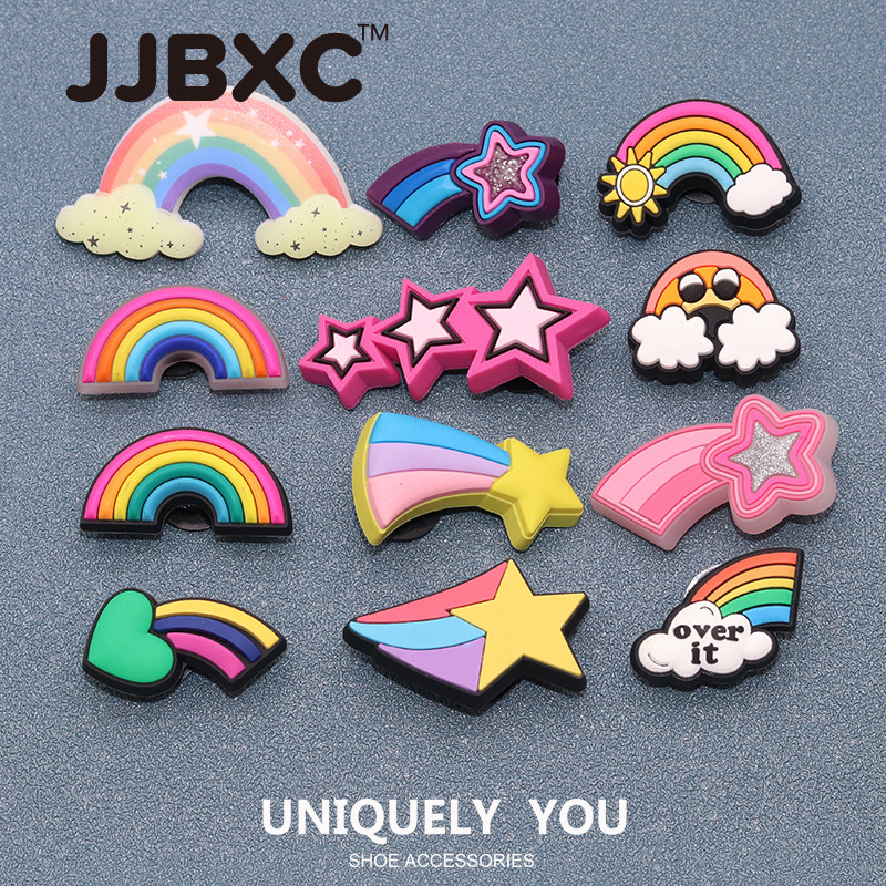 JJBXC CHARM รองเท้าหัวเข็มขัดอุปกรณ์เสริมรองเท้าการ์ตูนดาวตก DIY รองเท้าแฟชั่นอุปกรณ์เสริมเหมาะสําหรับรองเท้าข้าม