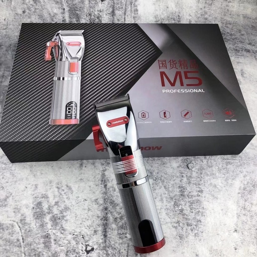 Madeshow M5 Hair Trimmer เครื่องตัดไร้สายโลหะปัตตาเลี่ยนไฟฟ้าผู้ชายชาร์จไร้สาย
