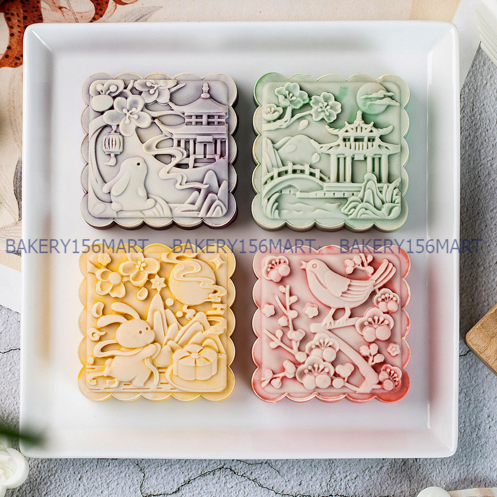 150G 200G 3D JADE RABBIT แม่พิมพ์เทศกาลกลางฤดูใบไม้ร่วง 4 ด้าน - 156mart - 156mart