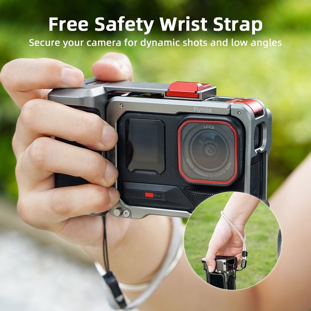 POPU Xplorer Grip Kit กรอบกล้อง,ปุ่มชัตเตอร์ป้องกันด้ามจับกล้อง,อลูมิเนียมจับสบาย Quick Release กรงกระต่ายสําหรับ Insta360 Ace 2/Ace - รูปที่ 6