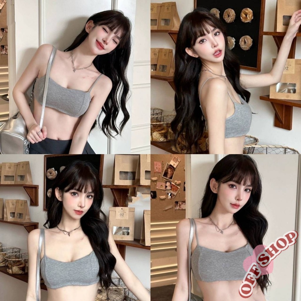 OFF SHOP  บราสายเดี่ยว มีฟองน้ำ ครอปสั้น ทรงรัดตัว ยืดกำลังดี -FY6155-L – โปรปัง