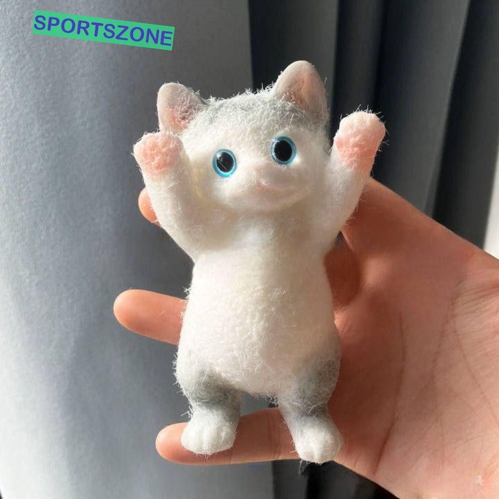 Sportszone ตุ๊กตาแมวบีบของเล่น, สัตว์ที่มีสีสันจําลองแมวบีบของเล่น, การ์ตูนตลกนุ่มช้า Rebound Cat Fidget ของเล่น Office