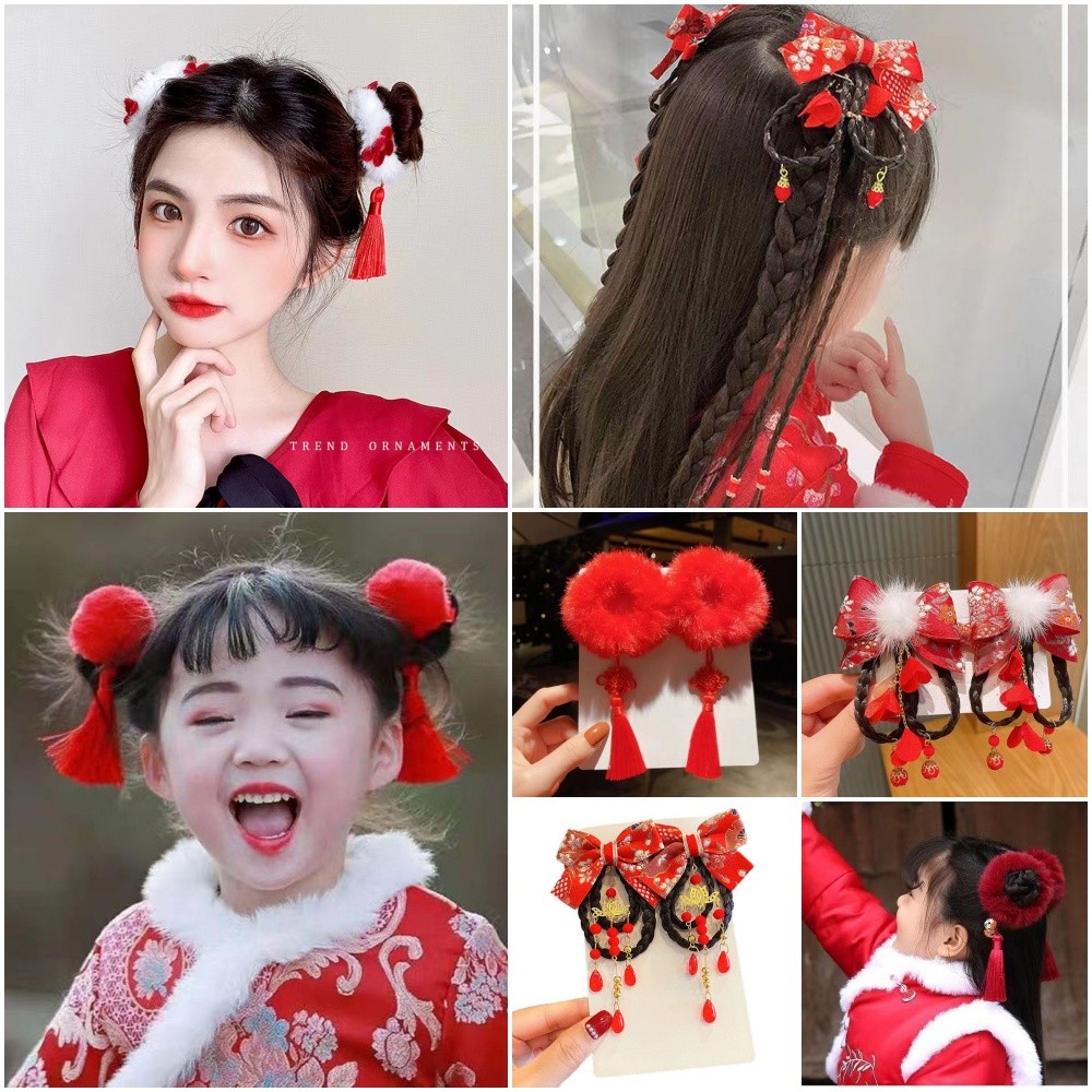 พร้อมส่ง กิ๊บติดผมตรุษจีน กิ๊บแดง ตรุษจีน ตรุจจีน