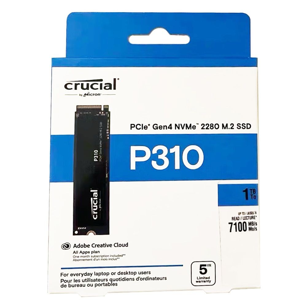 Crucial P310 1TB PCIe Gen4 NVMe 2280 M.2 SSD (R:7100MB/s), CT1000P310SSD8
