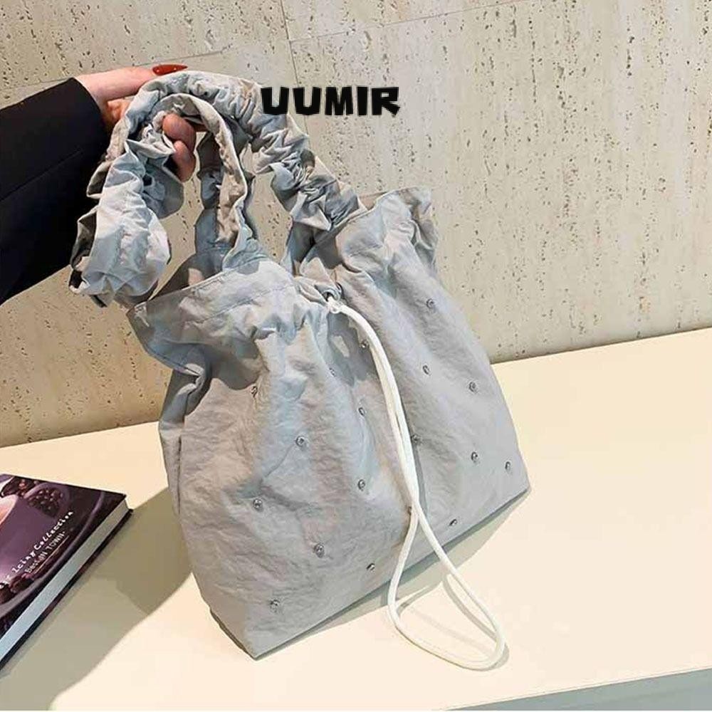 Uumir กระเป๋าถือ Drawstring, กระเป๋า Messenger สี Candy Sweet Nylon กระเป๋าผ้า, ของขวัญความจุขนาดใหญ่กันน้ําแฟชั่นกระเป๋าถือจีบยืดหยุ่น