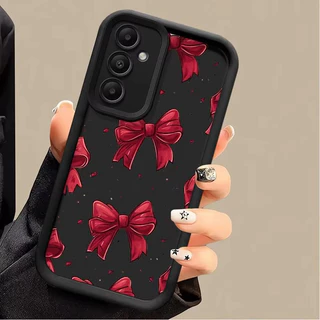 เคส For Samsung A57 A37 A06 A16 A54 A55 A05 A05S A15 A35 A53 A52 A56 A32 A14 A36 A26 เคสซิลิโคนอ่อนนุ่ม ลายโบว์สีชมพู