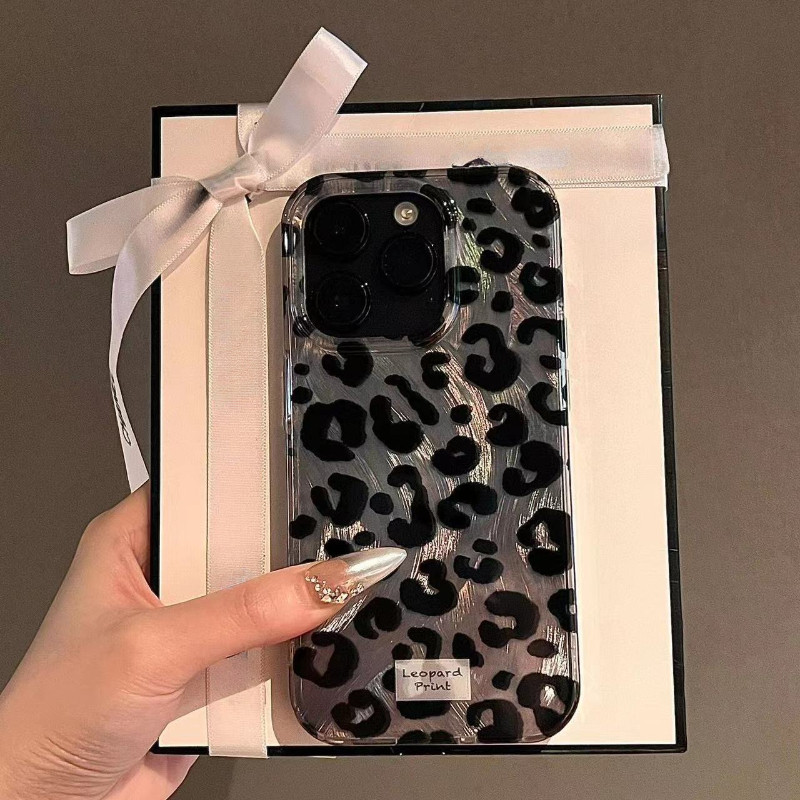 สีชมพูเสือดาวพิมพ์ Tinfoil รูปแบบสําหรับ iPhone 15 16 14 13 12 11 Pro Max 7 8 Plus SE2 XR X XS Max Retro เสือดาว Glitter Glacial รูปแบบกันกระแทกปกหลัง - รูปที่ 6