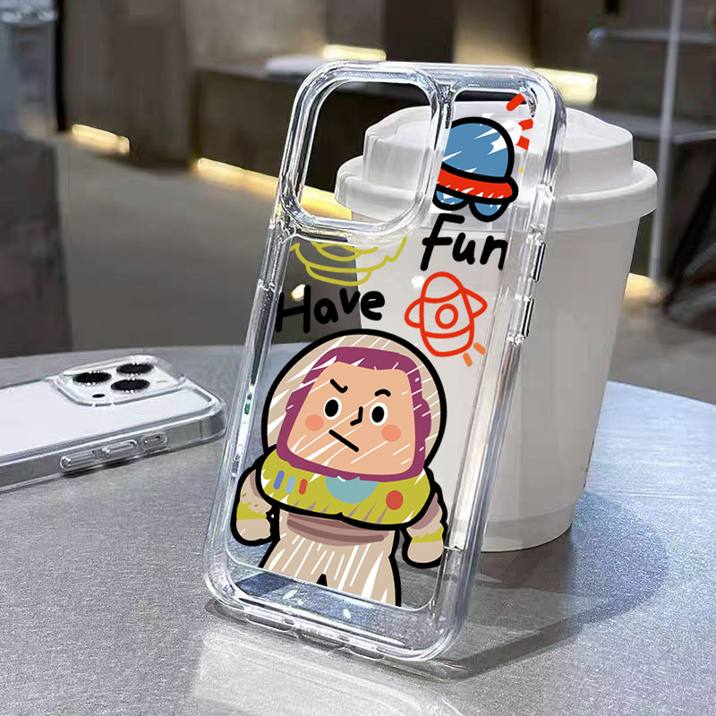 ส่งจากไทย ปุ่มชุบไฟฟ้า TPU นิ่มกันกระแทกเคสโทรศัพท์ for iPhone11 12 13 14 15ProMax XR XS X 7 8P นักบินอวกาศ