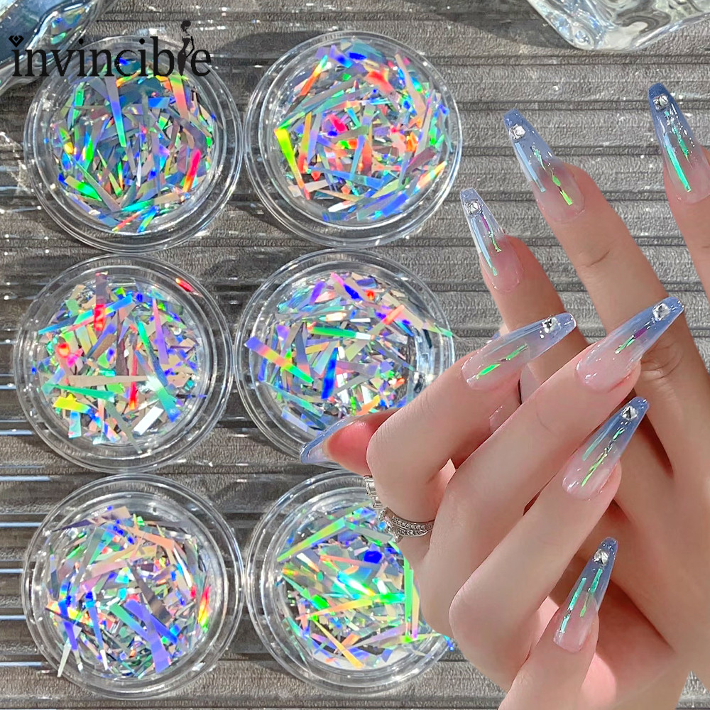 Nail Art Aurora Elf Cellophane Fragments - สติ๊กเกอร์เลเซอร์กระจกไม่สม่ําเสมอ ตกแต่งเล็บ