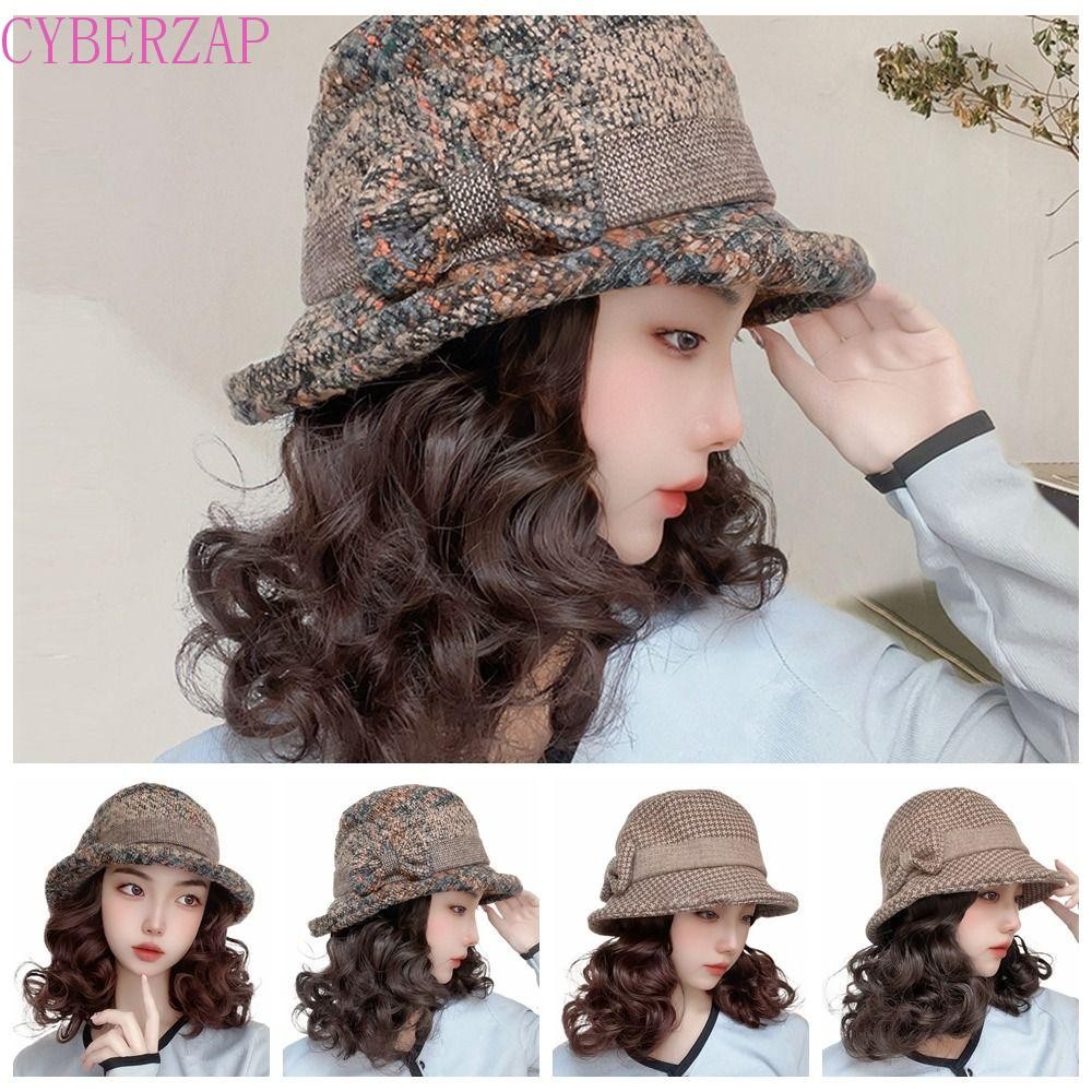 Cyberzap หมวกฤดูหนาว,สังเคราะห์ปุยสั้น Curly หมวกวิกผม, ต่อผมหยักธรรมชาติที่มองไม่เห็น Lady Mommy หมวกวิกผมผู้หญิง