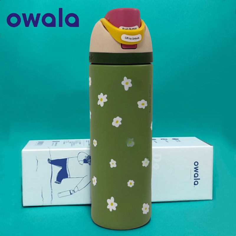 Owala Freesip bottle 24oz เหยือกน้ํากีฬากลางแจ้งปากกว้าง 304 สแตนเลสรั่วขวดน้ําความจุขนาดใหญ่
