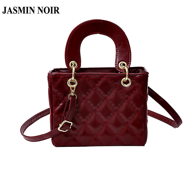 JASMIN NOIR PU หนังลายสก๊อต Quilted กระเป๋าสะพายสตรี Retro จี้กระเป๋าสะพายข้างถังกระเป๋าถือสุภาพสตรี