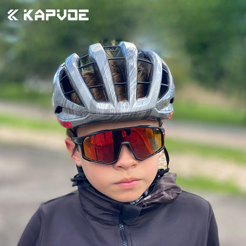 Kapvoe เด็กขี่จักรยานแว่นตาสาวขี่จักรยานแว่นตากันแดด Camping จักรยานแว่นตา UV400 เด็กจักรยานแว่นตากลางแจ้งเด็กกีฬาแว่นตา - รูปที่ 2