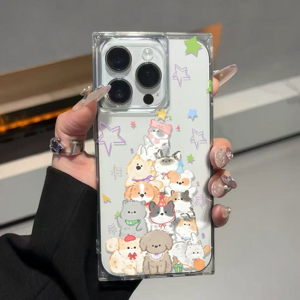 [เคส Cube] Pile Cat Ice Crystal Cube เหมาะสําหรับ Apple 16ProMax15 เคสป้องกัน 14iPhone13/12 เคสโทรศัพท์