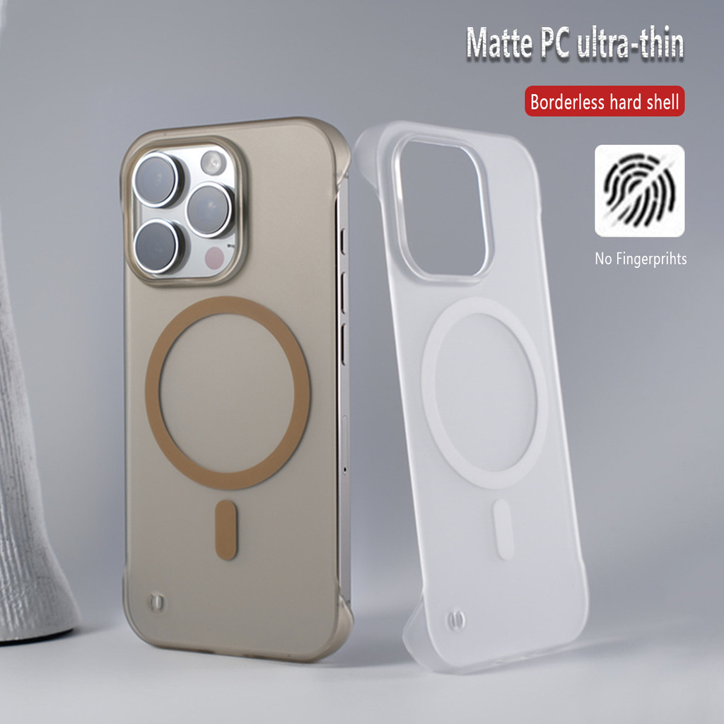 หรูหราบางเฉียบกึ่งโปร่งใสช็อกทนฮาร์ดปกหลังสําหรับ ไอโฟน for iPhone Air 17 Pro Max 16 15 14 Plus 13 12 11 Pro Max มือโปร สูงสุด ไม่มีกรอบ เคลือบแม่เหล็กกรณีโทรศัพท์