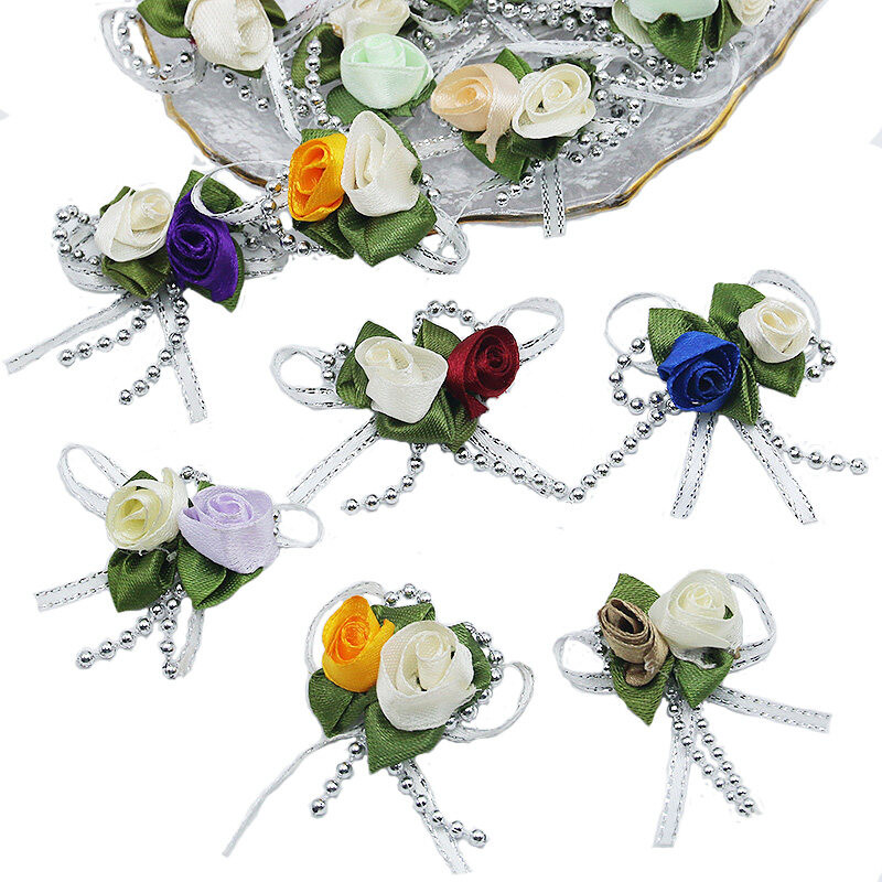 (20ชิ้น/แพ็ค) 5.5*5เซนติเมตรจําลองดอกไม้ริบบิ้นกุหลาบทิวลิปโบว์แต่งงานกล่องขนมอุปกรณ์เสื้อผ้าตกแต่งเฟอร์นิเจอร์ตกแต่ง ทําเอง