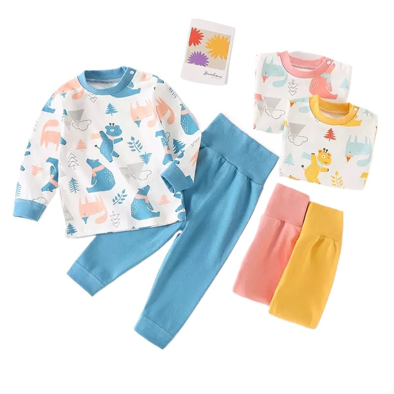 พร้อมส่ง ชุดนอนเด็ก เอวสูง ปิดพุง 1-4ขวบ  แขนยาว ขายาว Baby Pajamas
