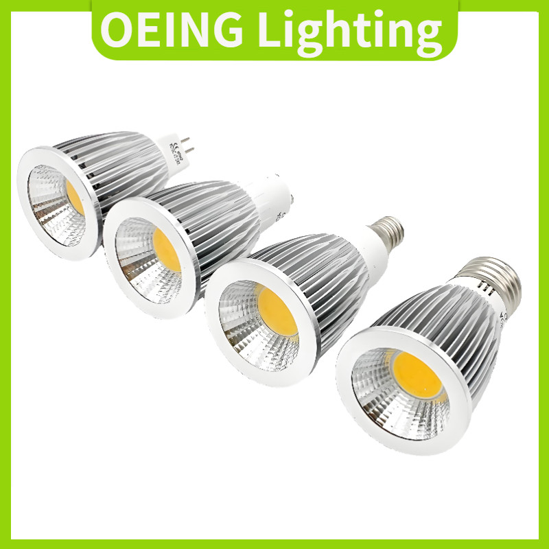 OEING LED โคมไฟอลูมิเนียมถ้วย COB Spotlight GU10 GU5.3 MR16 E27 E14 220V/12V 3W 5W 7W 10W Warm Light 3000K แสงสีขาว 6000K Neutral Light 4000K Tri สี