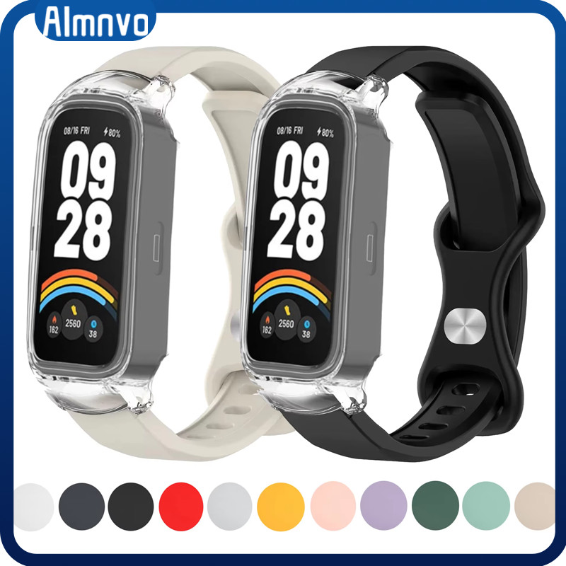 กรณีป้องกันใส สายซิลิโคน for Mi Band 9 Active 8 Active สายยางอ่อน ปกป้องกันกระแทกหน้าจอ for สมาร์ทว็อช Redmi Band 3 2