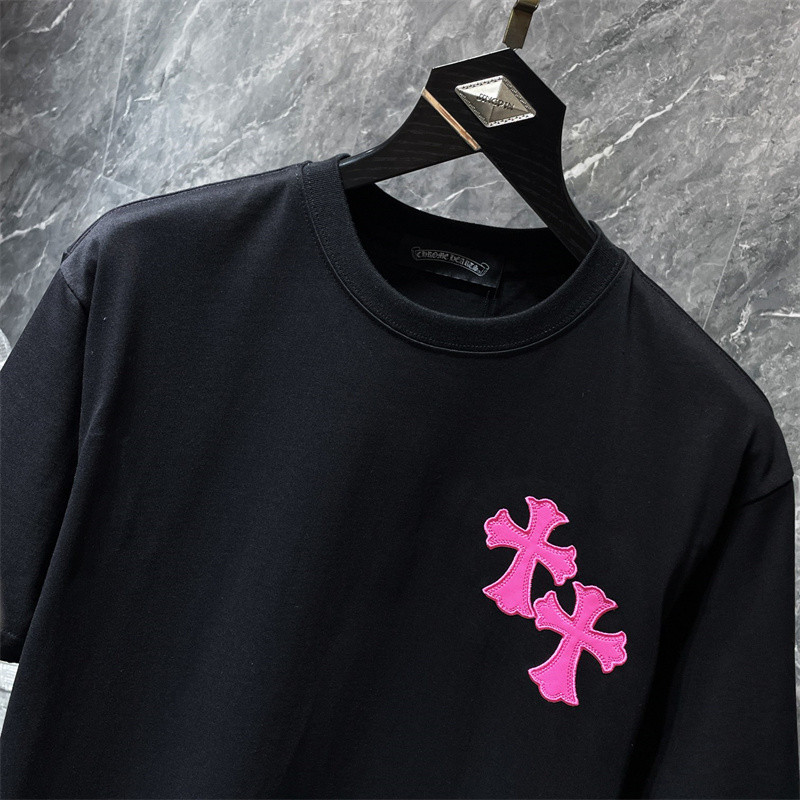 เสื้อยืดสตรีทสไตล์ผู้ชายและผู้หญิง หนังกีบม้าไขว้พลัสไซส์ลําลองแขนสั้นท็อปส์ - รูปที่ 5