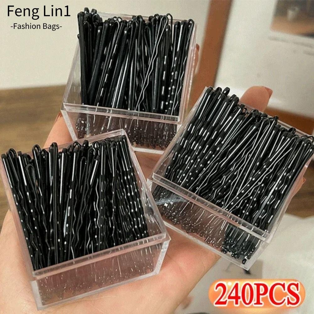 Fengling กิ๊บติดผมผู้หญิง 60/240 ชิ้น, กิ๊บติดผมสีดํารูปตัวยูที่มองไม่เห็น, กิ๊บติดผม Wave BB