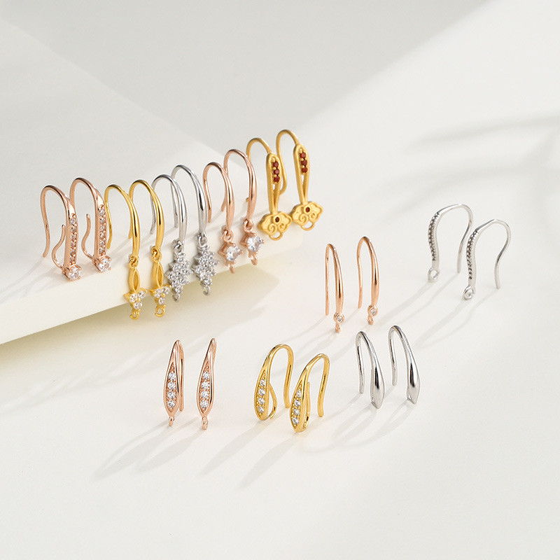 S925ทั้งเงินสเตอร์ลิง | หูตะขออุปกรณ์เสริมโฮมเมดด้วยมือ DIY ต่างหูมุก eardrops หูคลิปหูคลิปเงินตะขอหูตะขอวัสดุ
