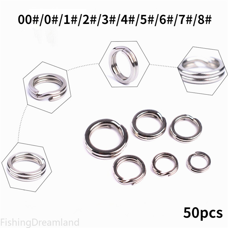 50pcs Flattened แหวนคู่ Flattened Connector Connector หมุน Pin Lure อุปกรณ์ตกปลา Gadget