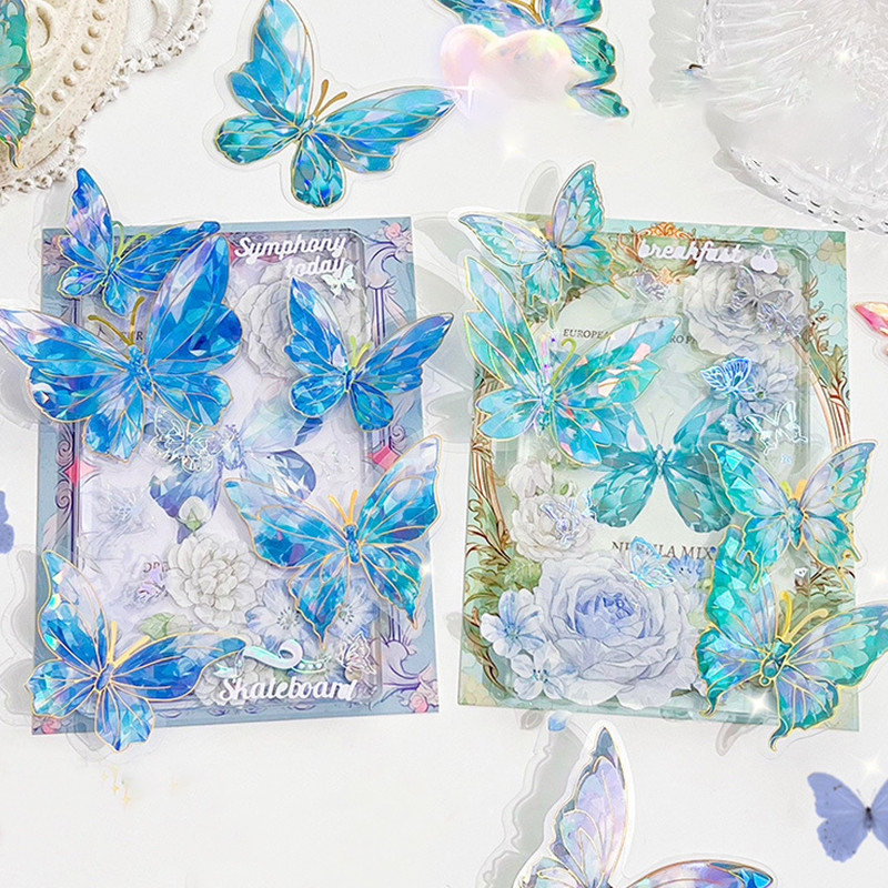 20 ชิ้นสวยเลเซอร์เงาโฮโลแกรมผีเสื้อสติกเกอร์สมุดภาพตกแต่ง DIY วัสดุ Decals สติกเกอร์ผีเสื้อแพ็ค