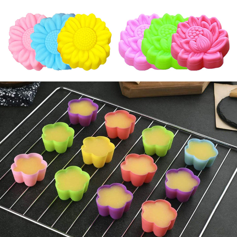 [พร้อมส่ง]​ 1 ชุด มี​แบบ 6 ชิ้น พิมพ์​ซิลิโคนทำขนม ขนมชั้น ทำวุ้น ลายดอกไม้ – โปรปัง