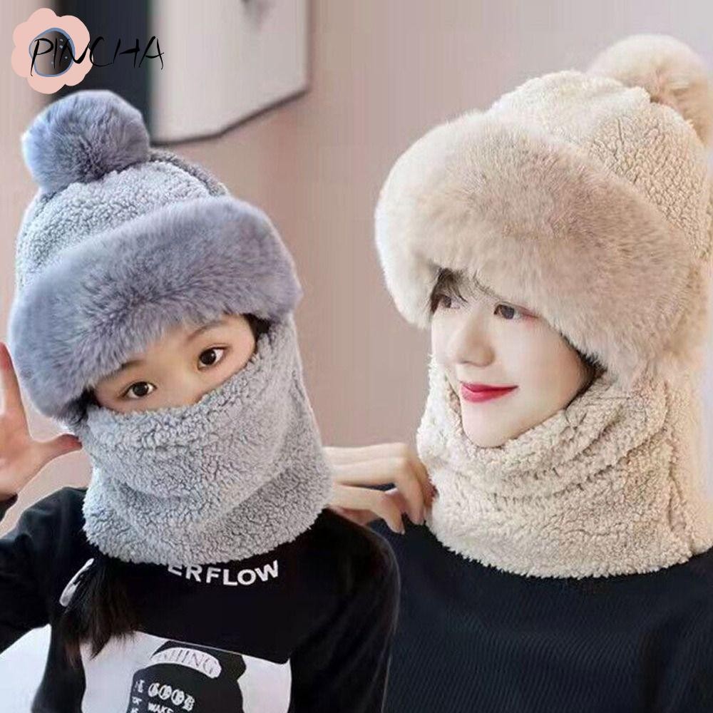 พินชา หรูหราหมวกกํามะหยี่ขี่จักรยานผู้หญิงฤดูหนาวคออุ่น
