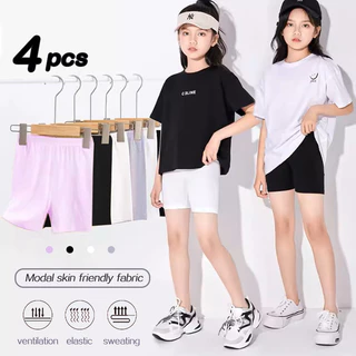 [BANGKOK SHIPPING] กางเกงขาสั้นนิรภัย 4 ชิ้นสําหรับเด็กผู้หญิง 3-9 Yrs Old Children Legging Pants