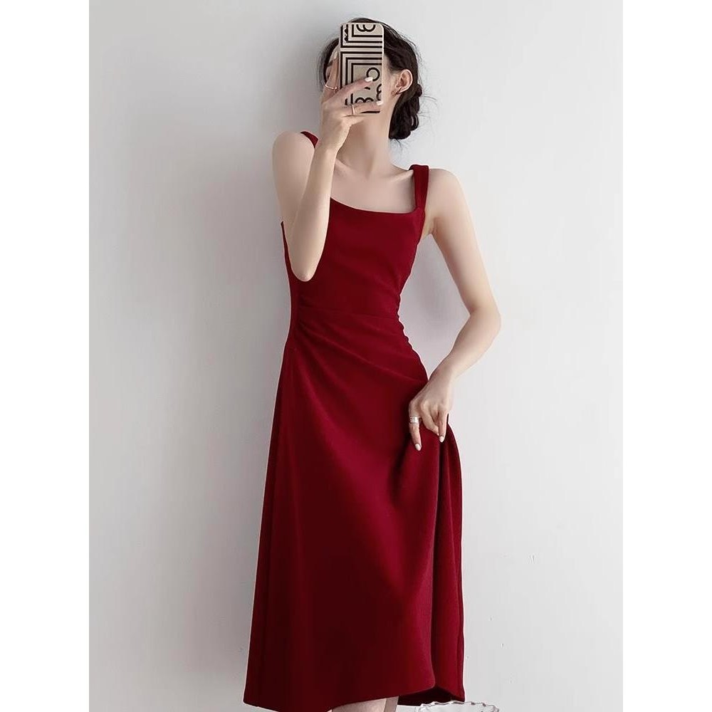 เดรสยาว สาวอวบ น่ารัก ชุดราตรี งานแต่ง แขนกุด คล้องคอ prom dress ทํางาน สบายๆ หรู เดรสแฟชั่น ใส่สบาย