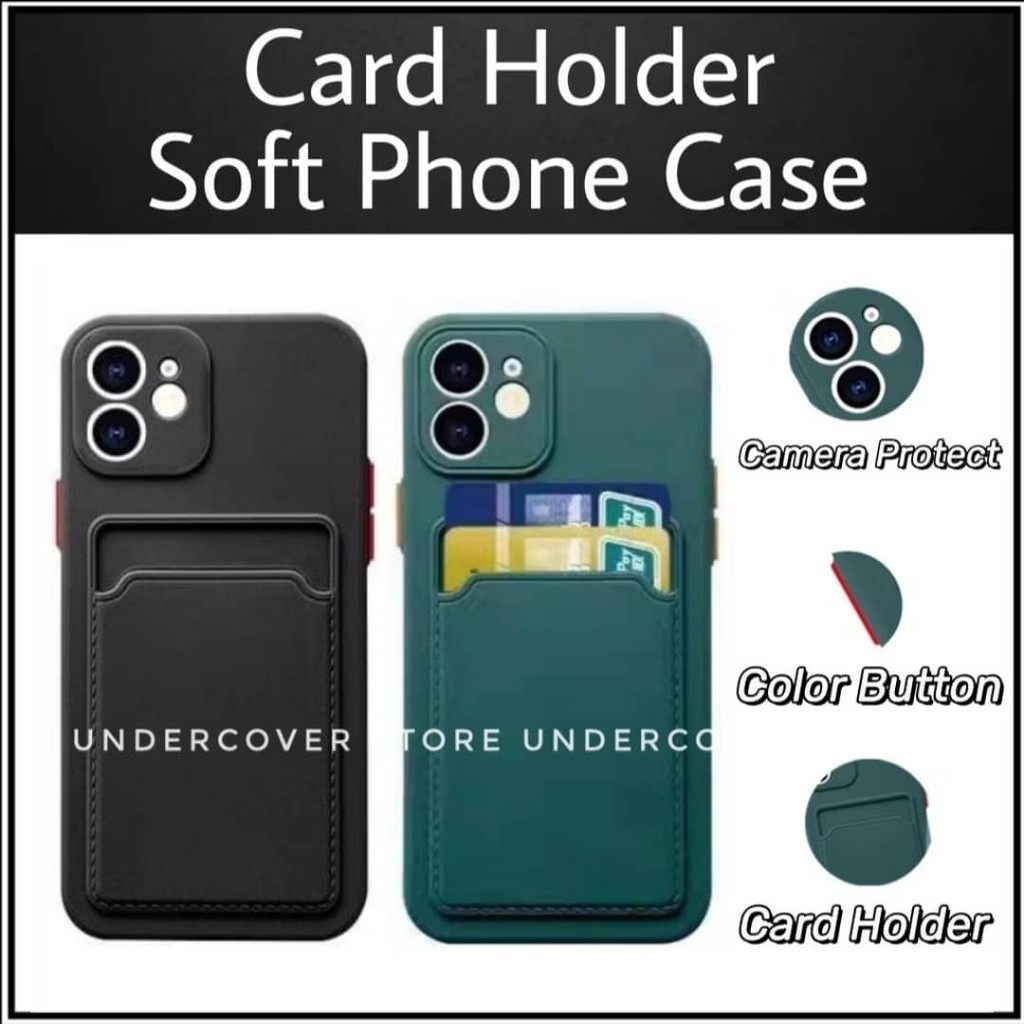 Oppo A17/A17k/A54/A58/A60/A78/A79/A98/A5s/A7/A12 4G 5G Pocket Card Slot Soft Case Full Cover Casing