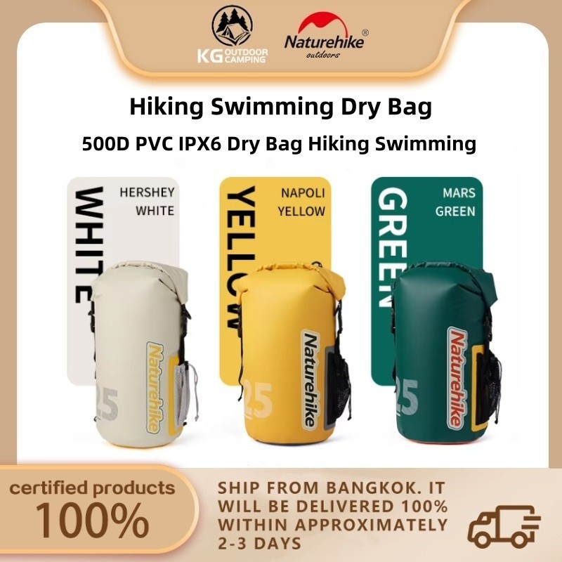 Naturehike ลอยพายเรือคายัคพายเรือ 500D PVC IPX6 แห้งกระเป๋ากลับแพ็คสําหรับเดินป่าว่ายน้ํา