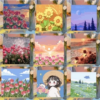 BUJOY [มีเฟรม] 20*20 ซม ระบายสีตามตัวเลข ภาพวาดตกแต่งอะคริลิก ของเล่นวาดภาพ ของขวัญเด็ก กระตุ้นจินตนาการ