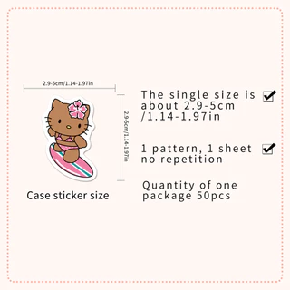 สติ๊กเกอร์ Hello Kitty สีดํา 50 ชิ้น - สติ๊กเกอร์กราฟฟิตีสร้างสรรค์สําหรับวารสาร, PC & ขวดน้ํา