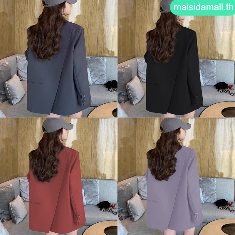 【พร้อมส่ง】MSD สูท เวอร์ชันเกาหลี สไตล์ผู้หญิง แฟชั่น เวลาว่าง ที่มีเส้นสาย สีทึบ ขนาดใหญ่ ร่องกลับ Blazer