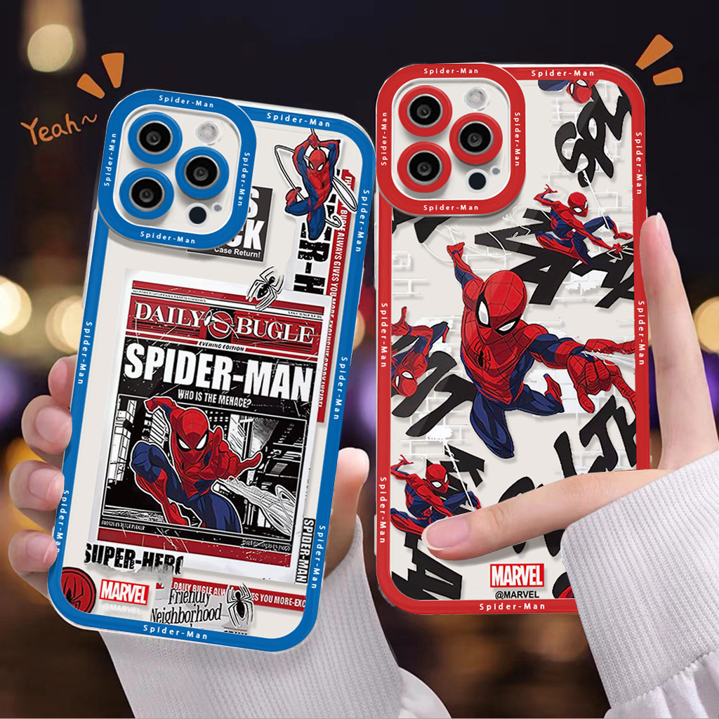 โปร่งใสTpu SILICONE Soft Case Spider-ManสําหรับOPPO reno A18 A3S A5S A15 A54 A53 A57 5 A12 A38 A1K A